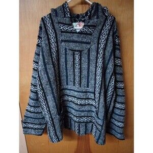 XXXL Baja Joe Mexican Rug Hoodie  Black/Blue